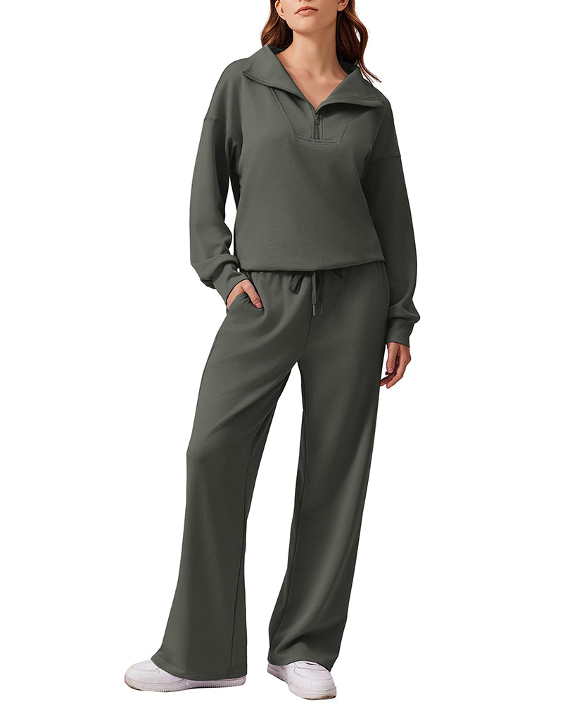 Athleisure 1/4 Zip 2 Piece Matching Set